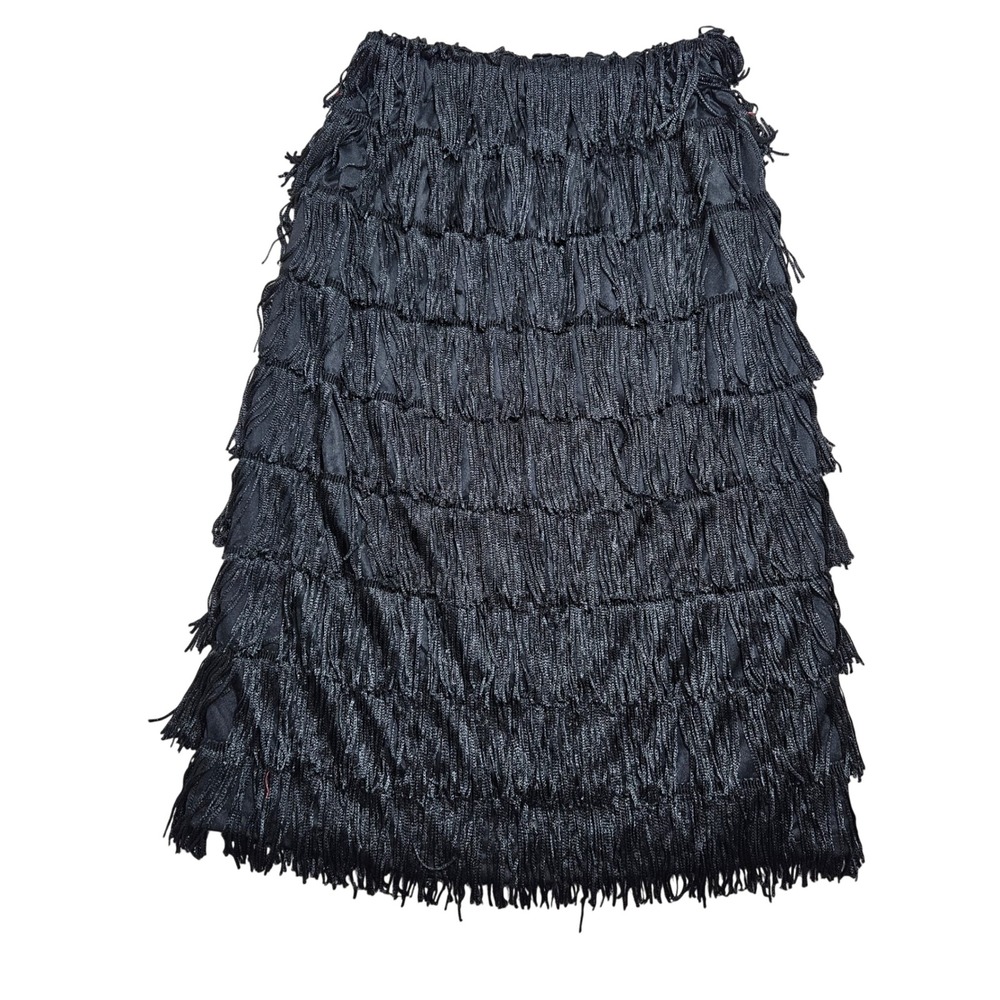 Standard Fringe Skirt Standard Black Tiered Flapper Midi Tassel Costume grade
